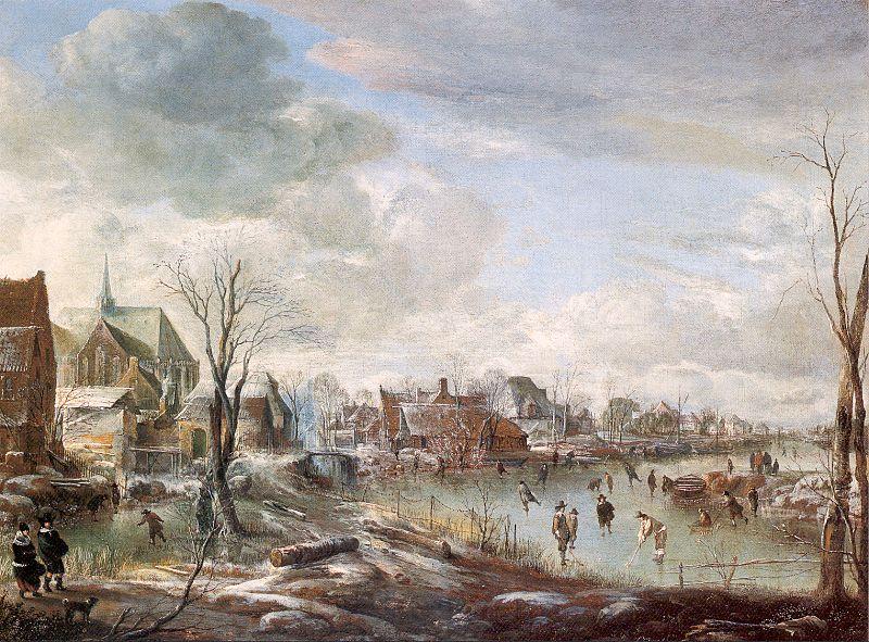 Aert van der Neer with Golfers and Skaters